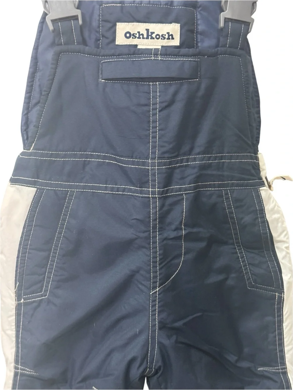 OshKosh B'gosh Navy and Cream Insulated Snow Overalls for Kids 6/9 months